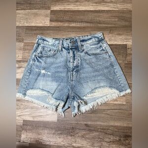 Wild Fable Light Wash Distressed High-Rise Jean Shorts Frayed Hem Size 2